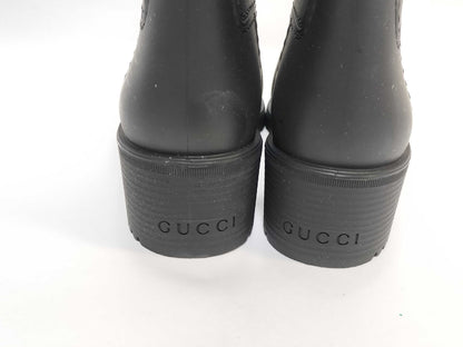 GUCCI Rubber Rain Boots/Black/GG/Boxed Rain Boots