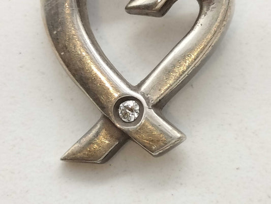 Tiffany & Co. Loving Heart Necklace with 1 Diamond, SV925, 2.7g