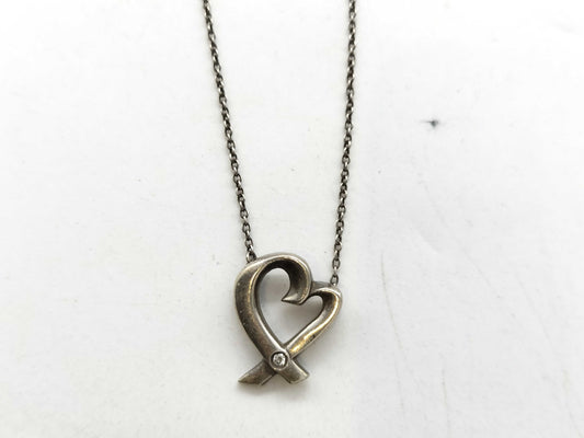 Tiffany & Co. Loving Heart Necklace with 1 Diamond, SV925, 2.7g