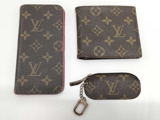 LOUIS VUITTON Monogram Charm/iPhone Case/Wallet etc. Set of 3 Other Accessories