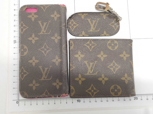 LOUIS VUITTON Monogram Charm/iPhone Case/Wallet etc. Set of 3 Other Accessories