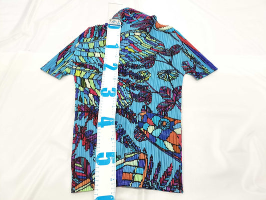 ISSEY MIYAKE Pleats Please Top, Short Sleeve, All-Over Print Shirt