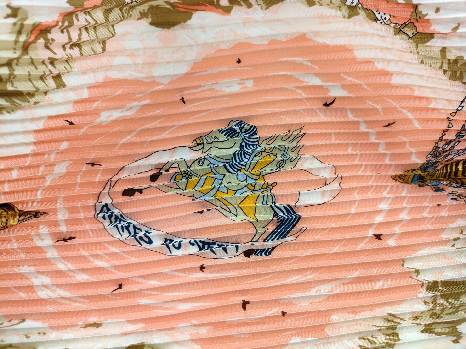 HERMES pleated ethnic pattern scarf