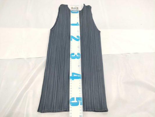 ISSEY MIYAKE Pleats Please Sleeveless Tank Top Gray Top