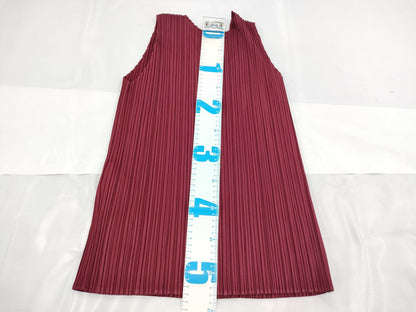 ISSEY MIYAKE Pleats Please Sleeveless Tank Top Red Top