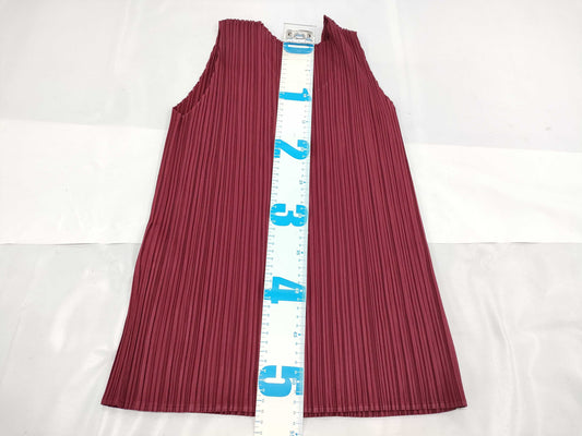 ISSEY MIYAKE Pleats Please Sleeveless Tank Top Red Top