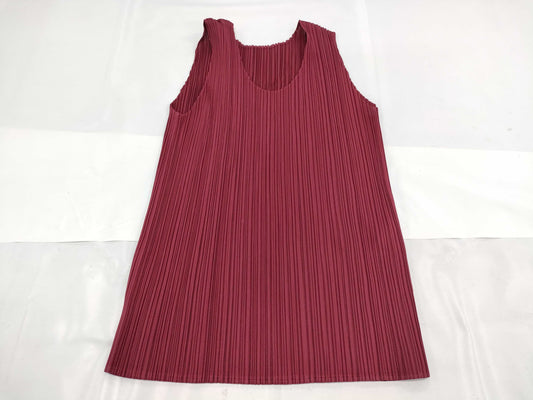 ISSEY MIYAKE Pleats Please Sleeveless Tank Top Red Top