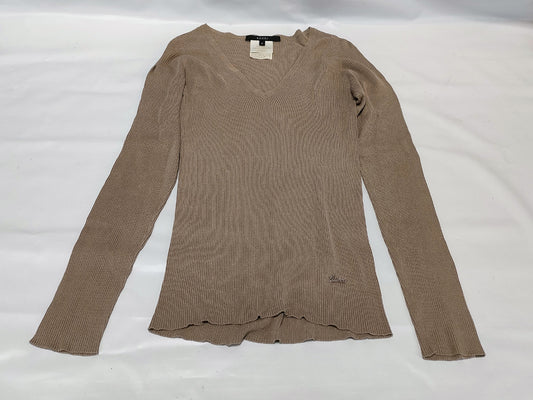 GUCCI Long Sleeve Metal Logo Silk Top