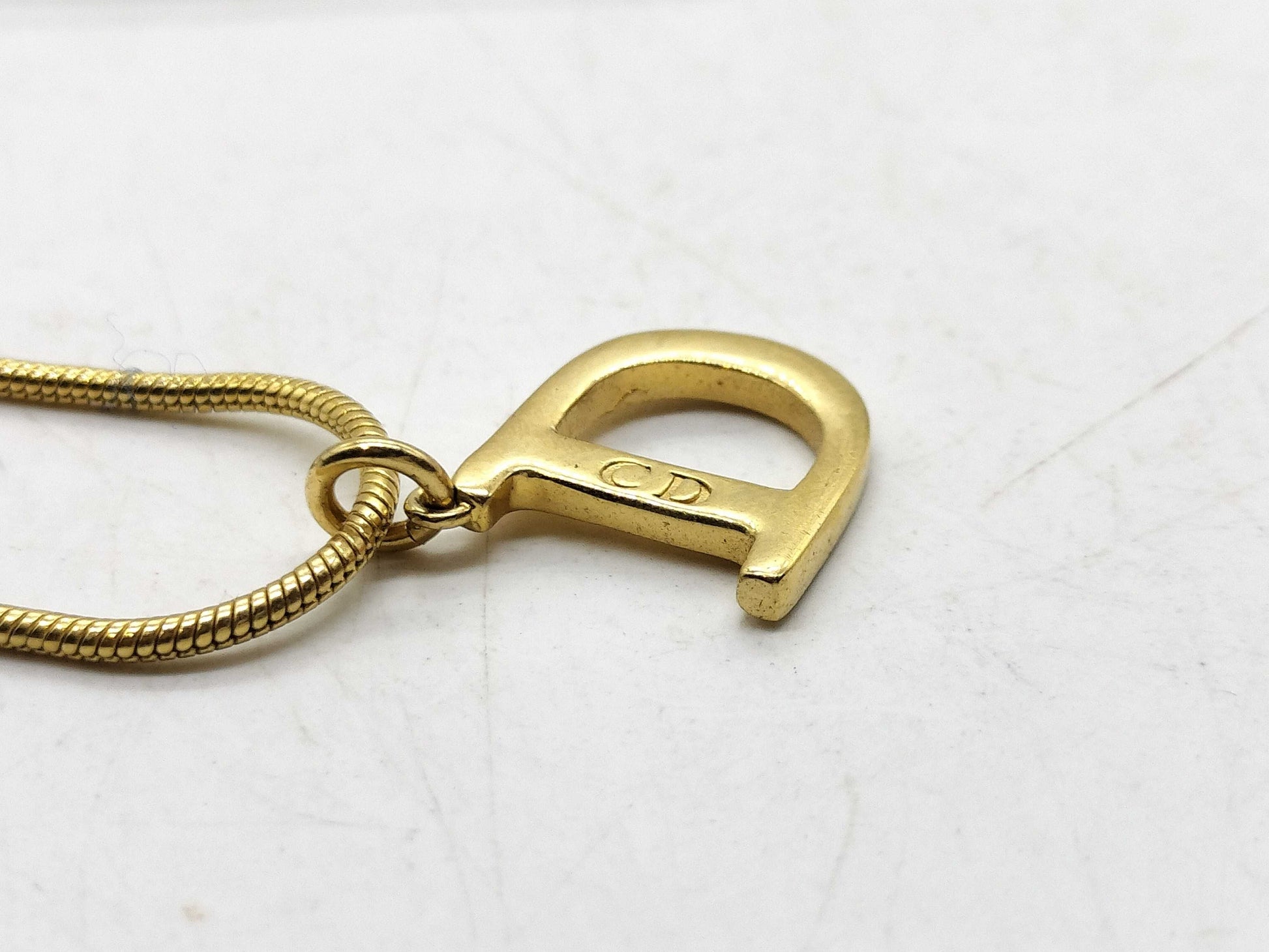 Dior D logo necklace gold necklace