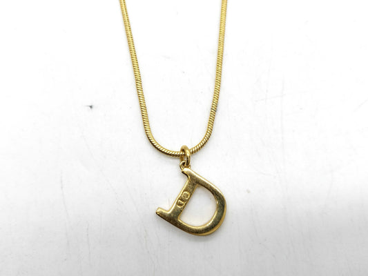 Dior D logo necklace gold necklace