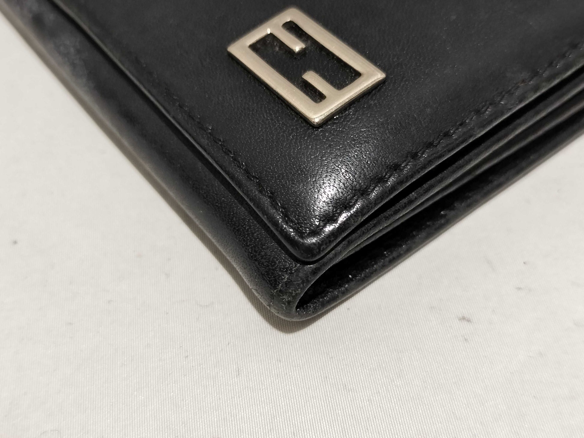FENDI FENDI Leather Logo Long Wallet