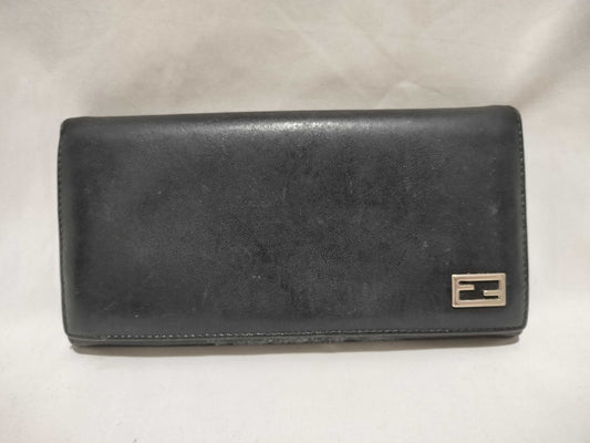 FENDI FENDI Leather Logo Long Wallet