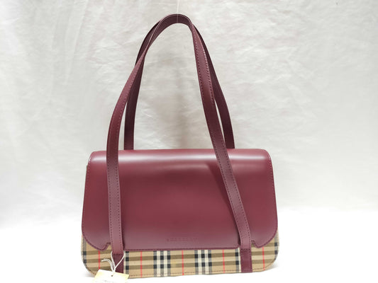 BURBERRY Nova Check x Leather Handbag Handbag