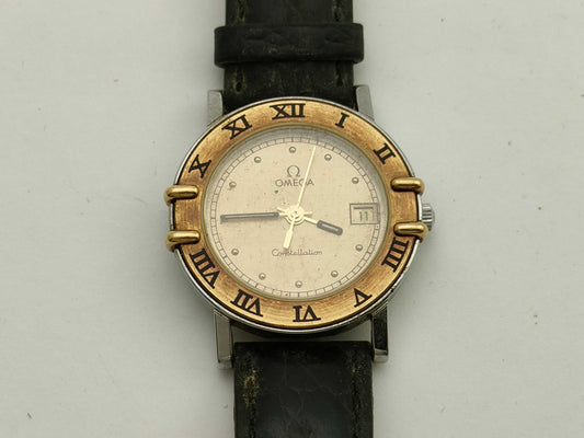 OMEGA Constellation 55051439 Stainless Steel/GP/Leather/QZ Gold Dial Women's Watch