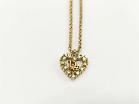 Dior Heart Necklace with Green Light Stone