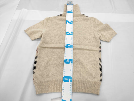 BURBERRY Short Sleeve Knit Turtleneck Nova Check Top