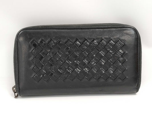 BOTTEGA VENETA Crocodile Intrecciato Zippy Wallet
