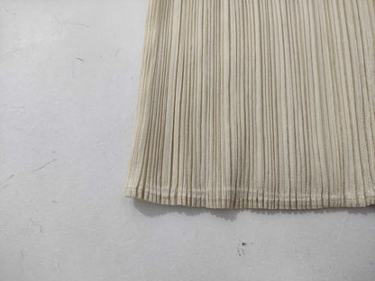 ISSEY MIYAKE Pleats Please Short Sleeve Cut and Sew Beige Top