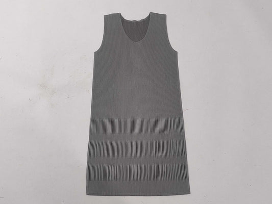ISSEY MIYAKE Pleats Please Sleeveless Tunic Dress in Gray