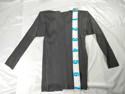 ISSEY MIYAKE Pleats Please Plain Cardigan Gray Top