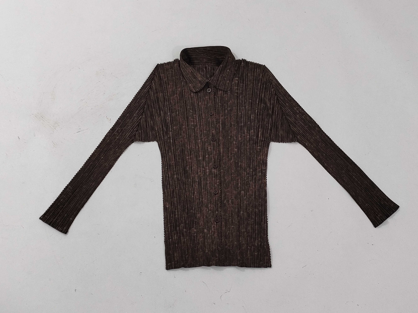 ISSEY MIYAKE Pleats Please Long Sleeve Shirt, Brown