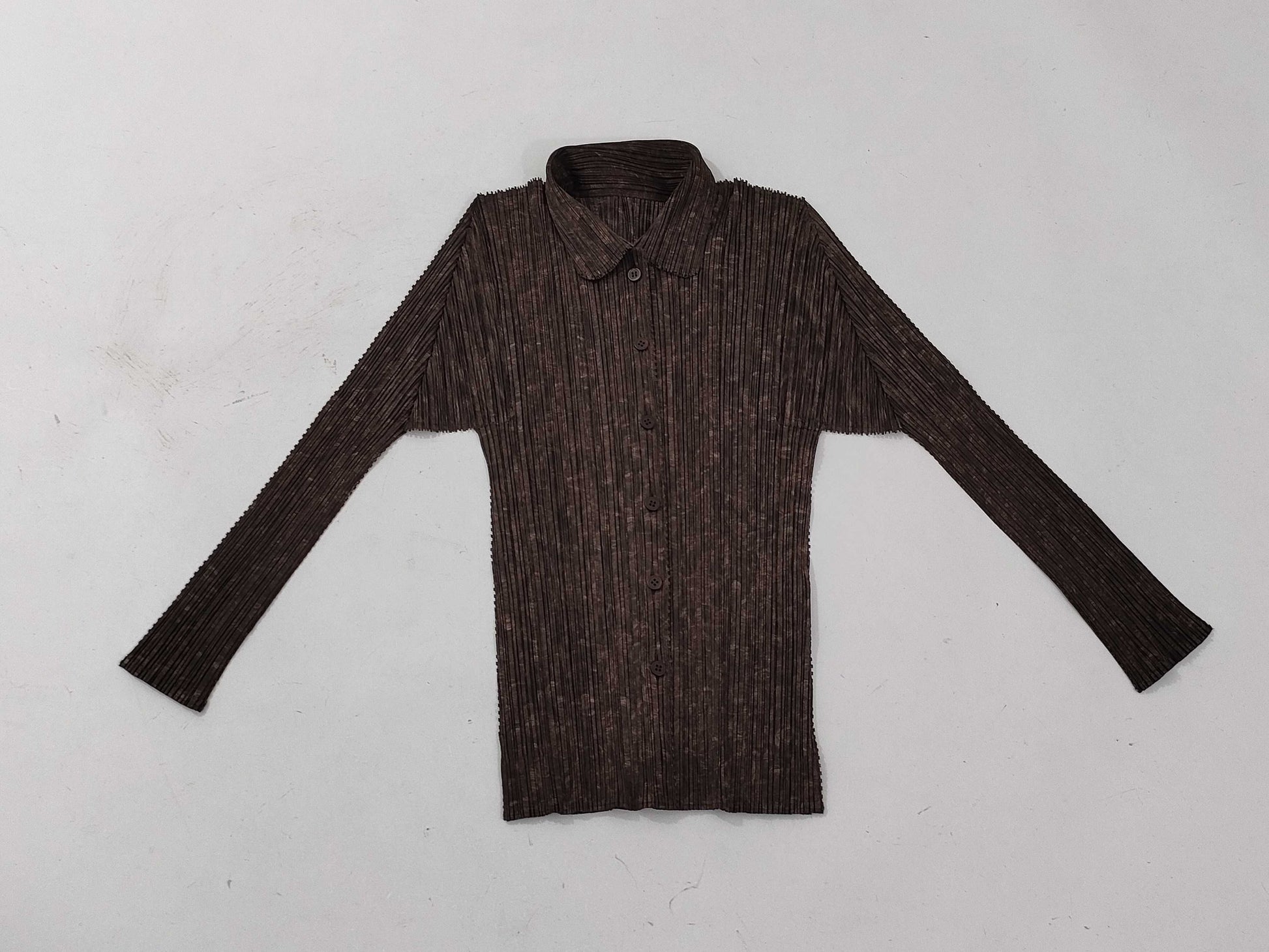 ISSEY MIYAKE Pleats Please Long Sleeve Shirt, Brown