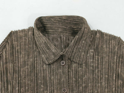 ISSEY MIYAKE Pleats Please Long Sleeve Shirt, Brown