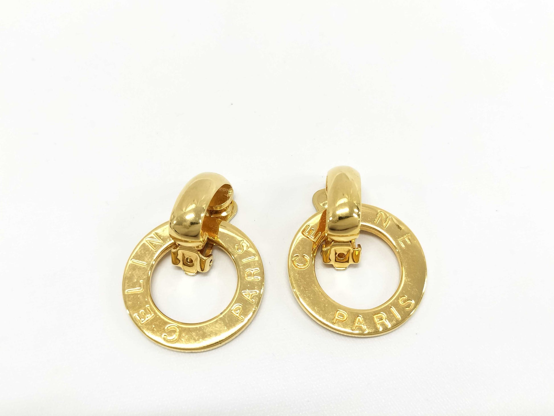 CELINE Logo Circle Earrings