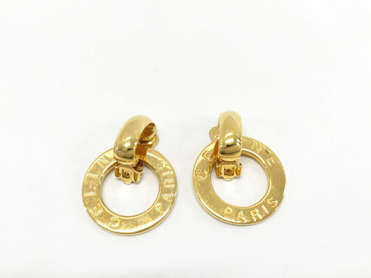 CELINE Logo Circle Earrings