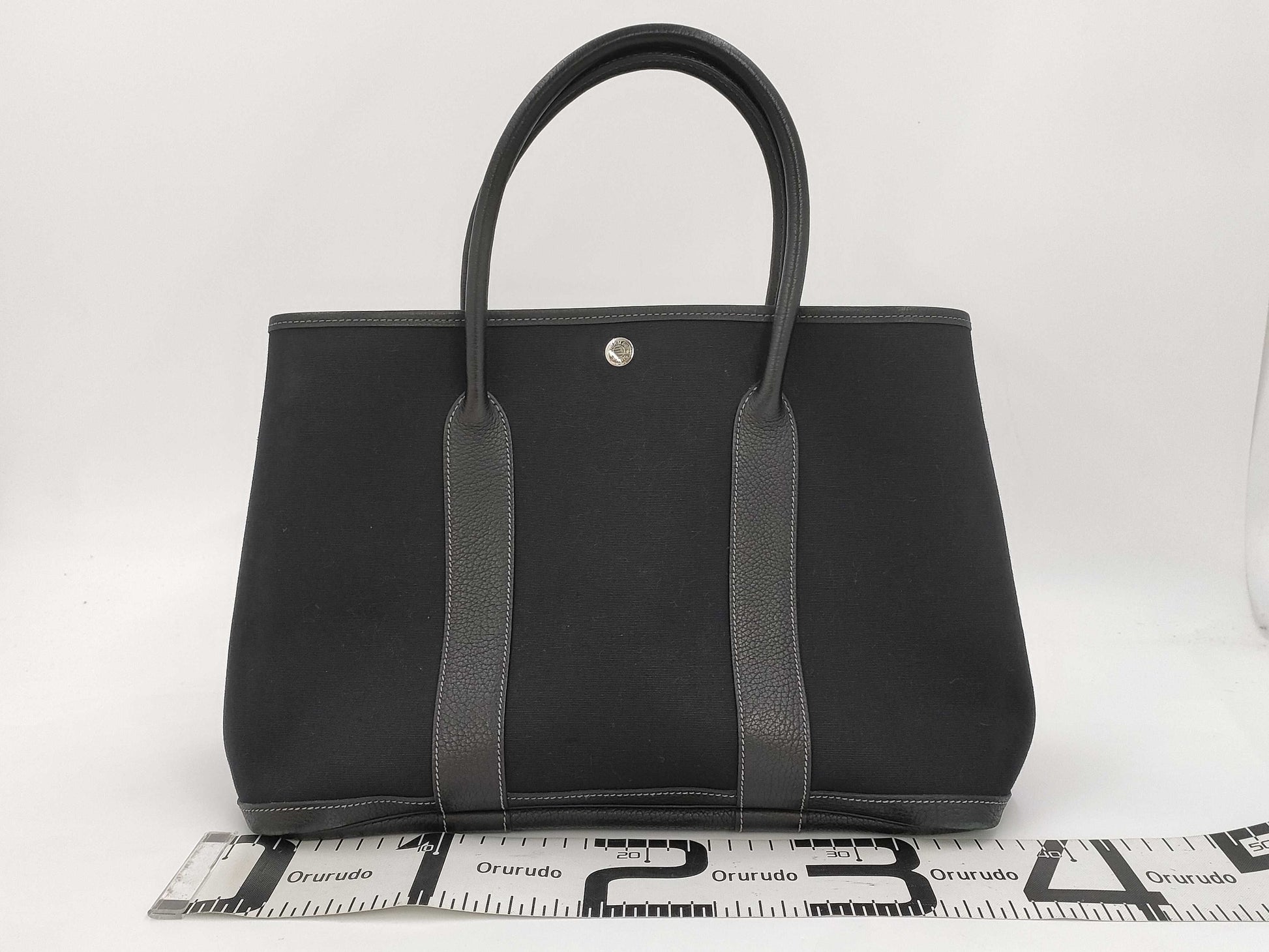 HERMES Garden Party Canvas and Leather Tote Bag