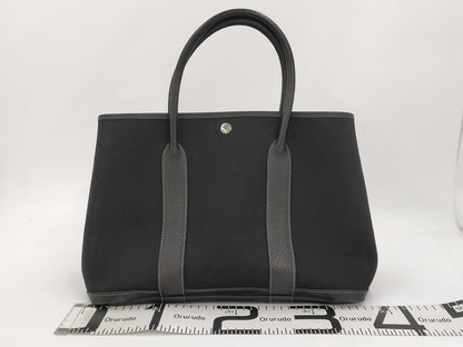 HERMES Garden Party Canvas and Leather Tote Bag