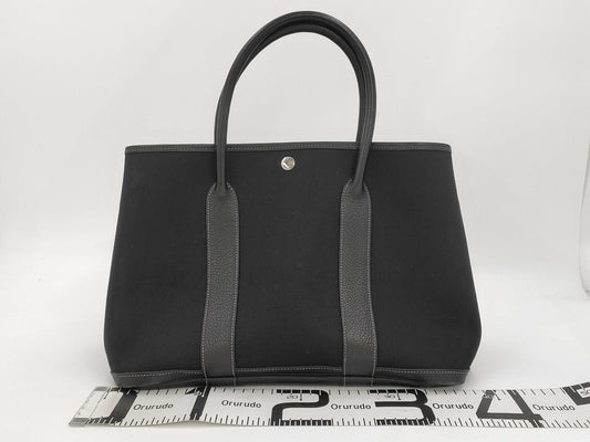 HERMES Garden Party Canvas and Leather Tote Bag