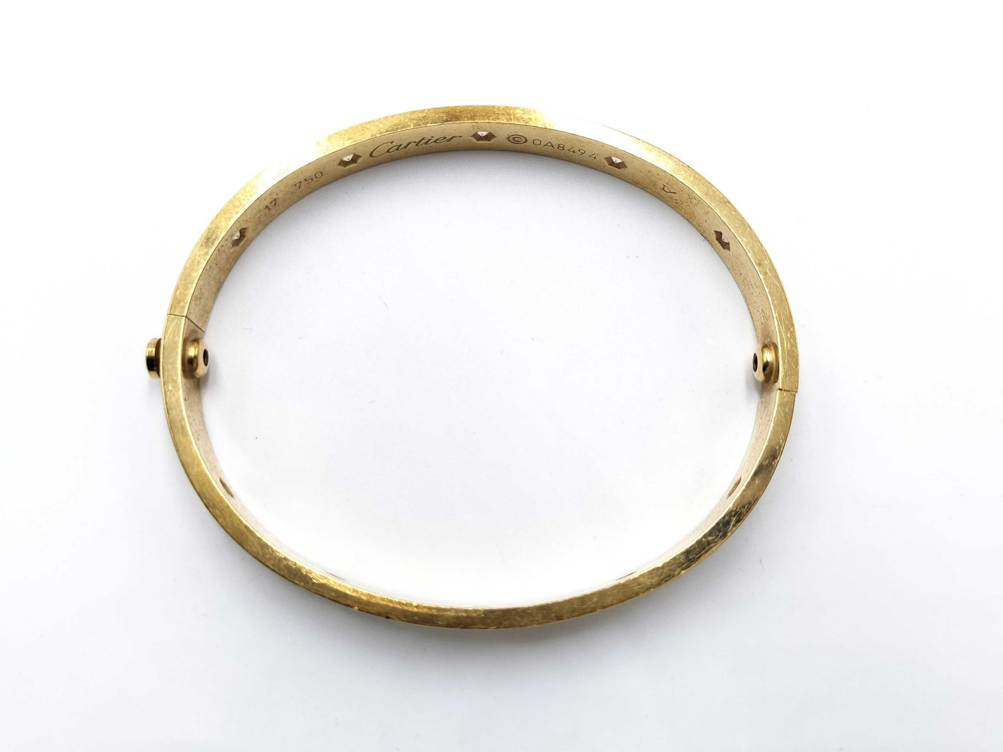 Cartier Old Model Love Bracelet #17 Full Diamond Yellow Gold 750 30.7g Bracelet/Bangle 