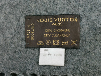 LOUIS VUITTON Scarf Logo 100% Cashmere Gray Scarf