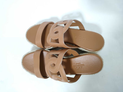 HERMES Leather Wedge Sandals