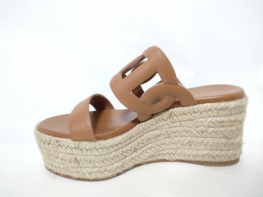 HERMES Leather Wedge Sandals
