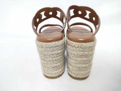 HERMES Leather Wedge Sandals