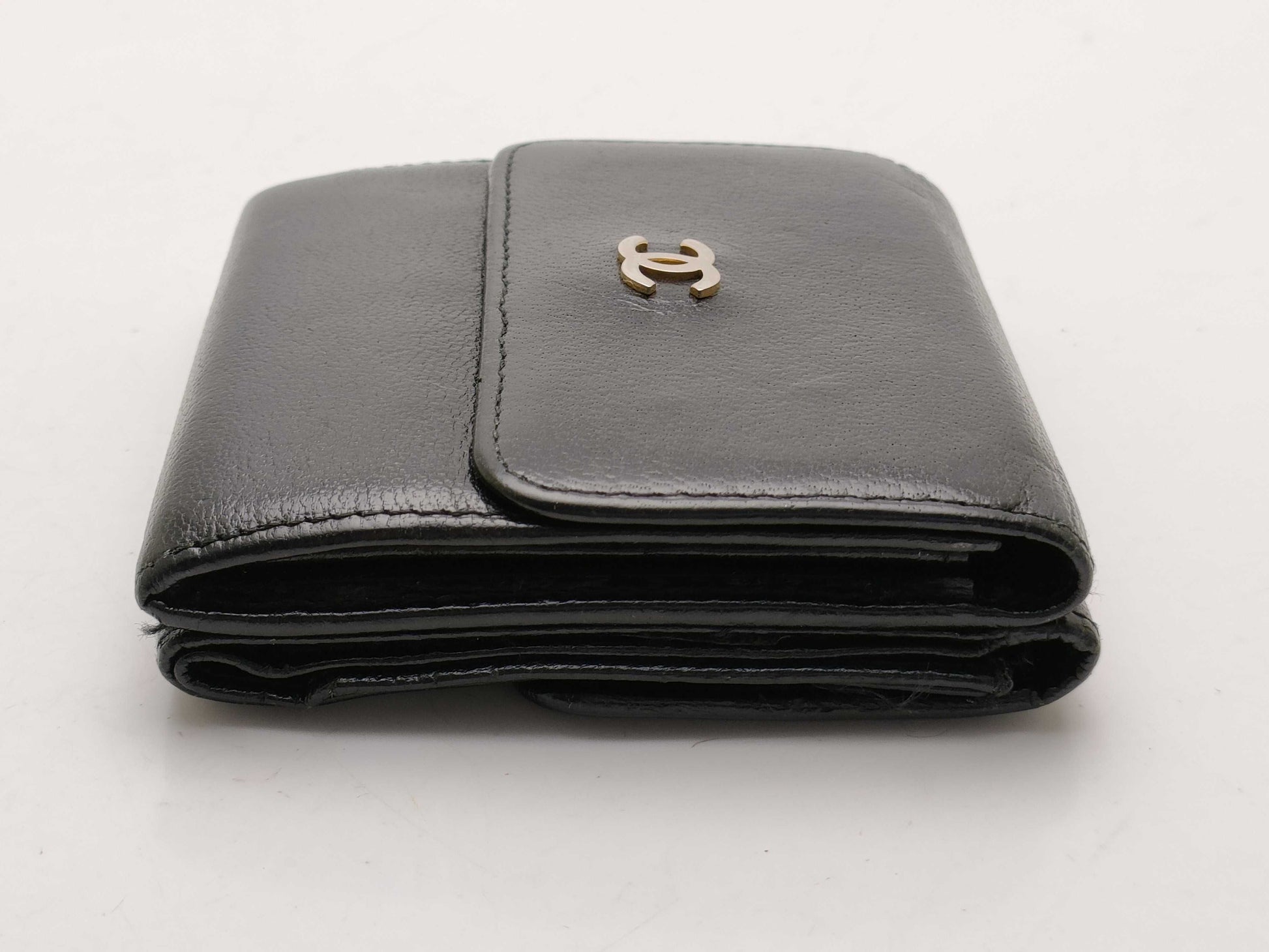 CHANEL W Hook Leather Tri-Fold Wallet Wallet