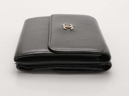CHANEL W Hook Leather Tri-Fold Wallet Wallet