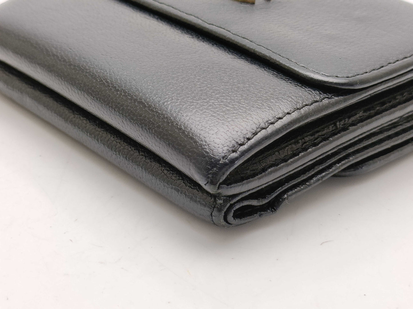 CHANEL W Hook Leather Tri-Fold Wallet Wallet