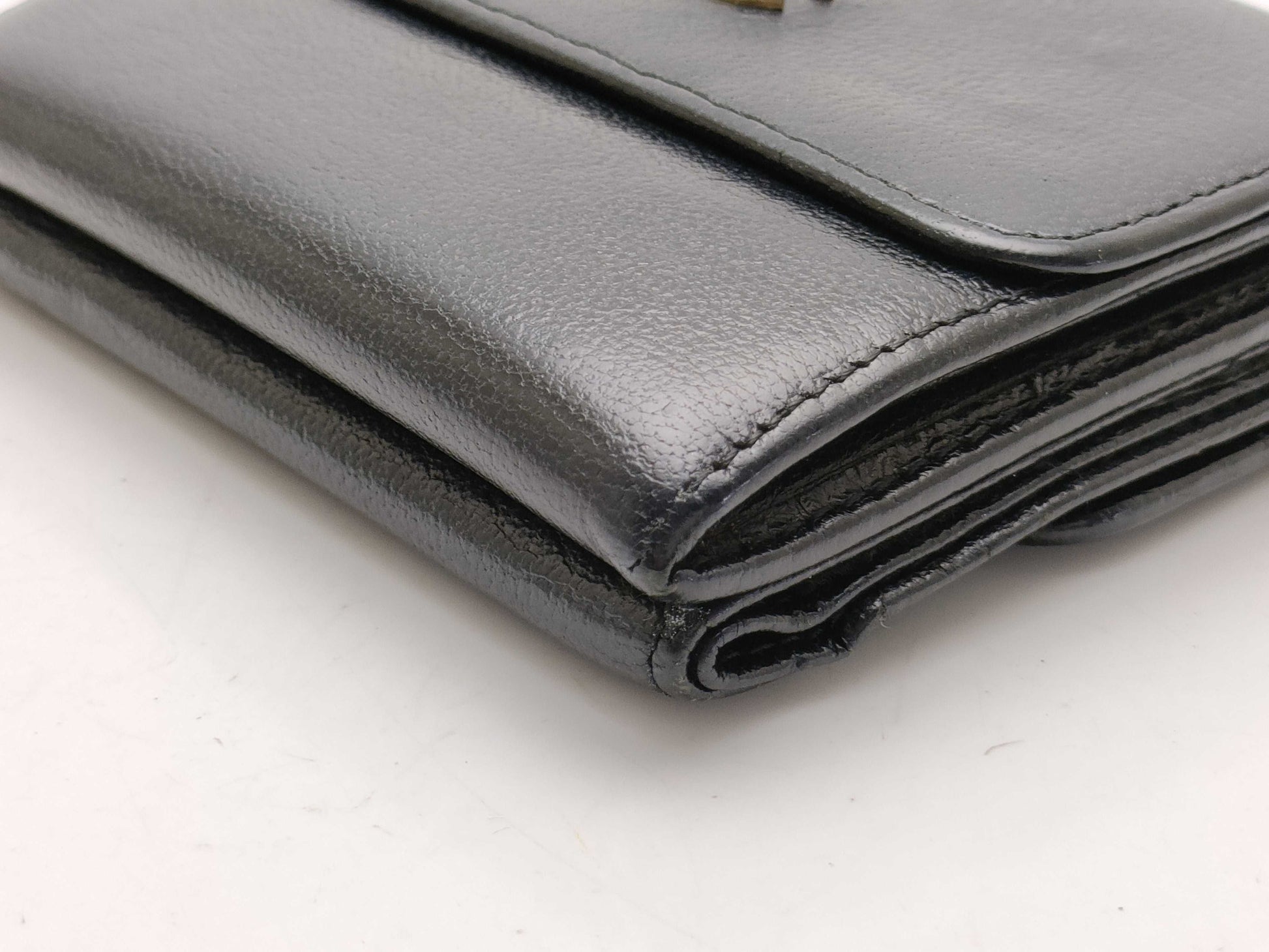 CHANEL W Hook Leather Tri-Fold Wallet Wallet