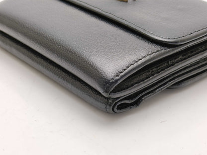 CHANEL W Hook Leather Tri-Fold Wallet Wallet