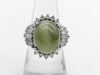 Nephrite Cat's Eye 9.60ct D0.80ct PT900 12.3g Ring 