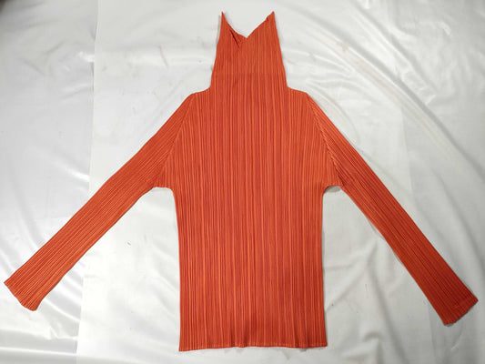 ISSEY MIYAKE Pleats Please Long Sleeve Orange Top