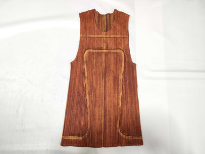 ISSEY MIYAKE Pleats Please Sleeveless Patterned Brown Top