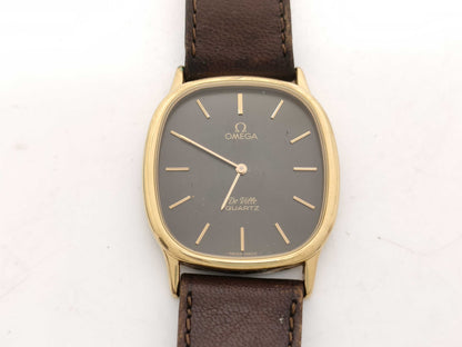 OMEGA Devil Square Unmoving Leather Brown Women's Watch