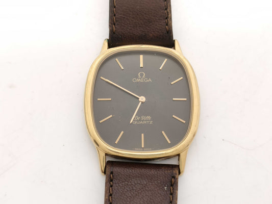 OMEGA Devil Square Unmoving Leather Brown Women's Watch