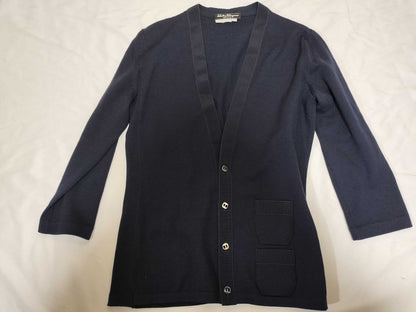 Salvatore Ferragamo Cardigan/Navy/Silver Buttons/Fluffy Cardigan