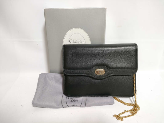 Dior Honeycomb Leather Chain Shoulder Black Shoulder Bag