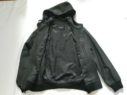 COACH Embossed Leather Sweatshirt/Black Jacket